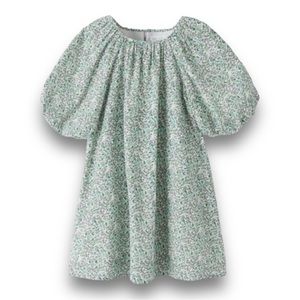 Zara Girls' Mint Floral Puff-Sleeve Dress